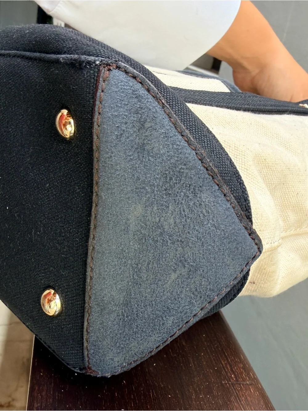 Beverly Hills Polo Club Black & Cream Canvas Tote Bag